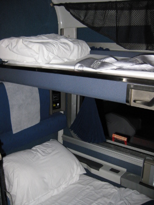 roomette with bunks folded down